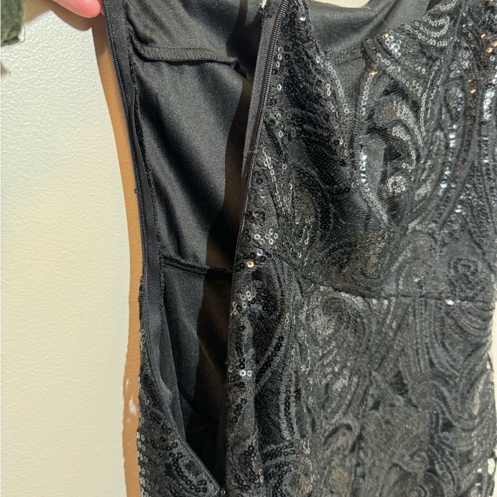 Lulu's Black One-Shoulder Dress with Sequin Detail - Picture 6 of 7